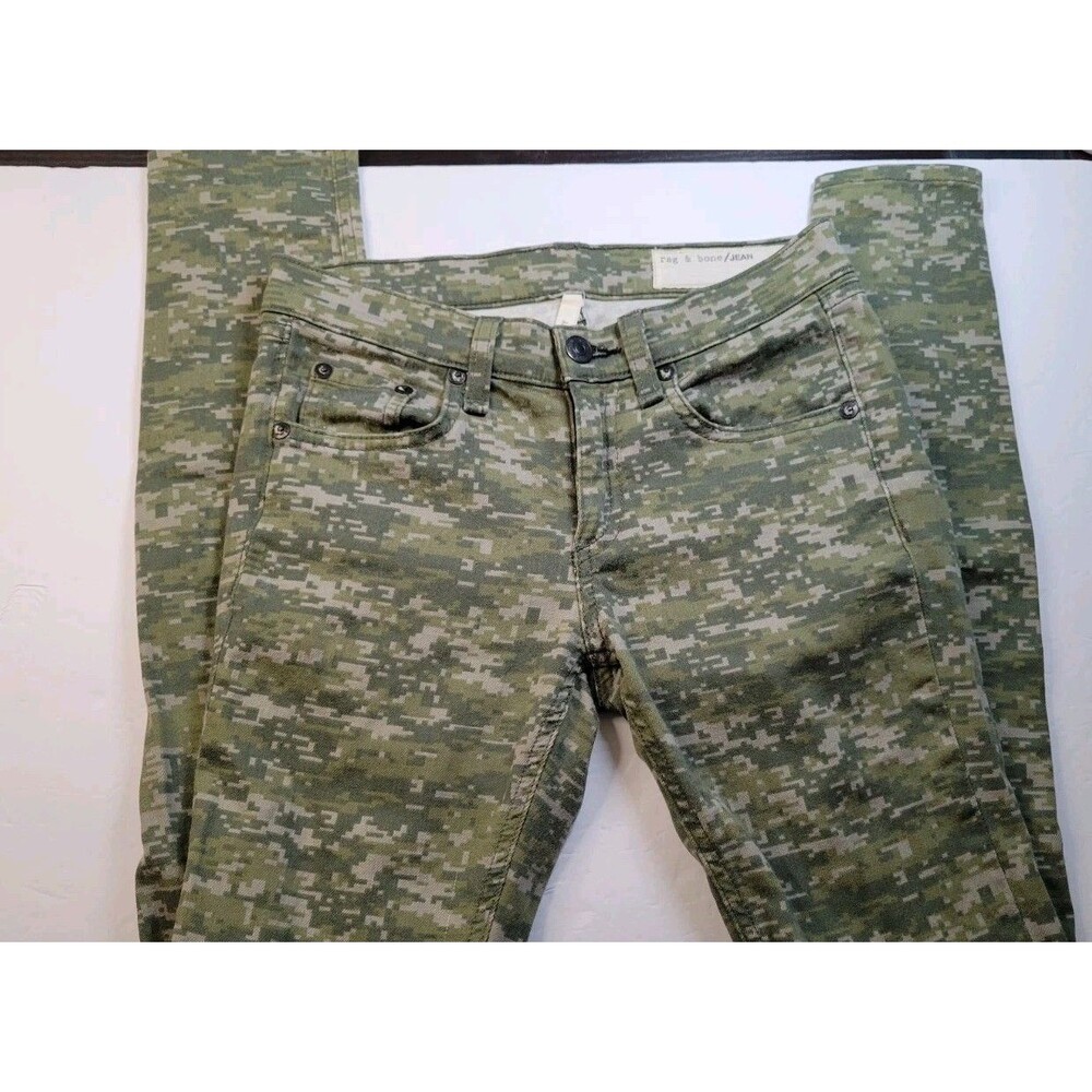 rag & bone JEAN Digital Camo Skinny Jeans Green Size 24 AS IS Read Desc